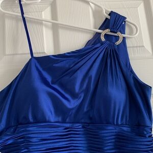 NWOT Adrianna Papell royal blue satin rhinestones formal dress gown size 16